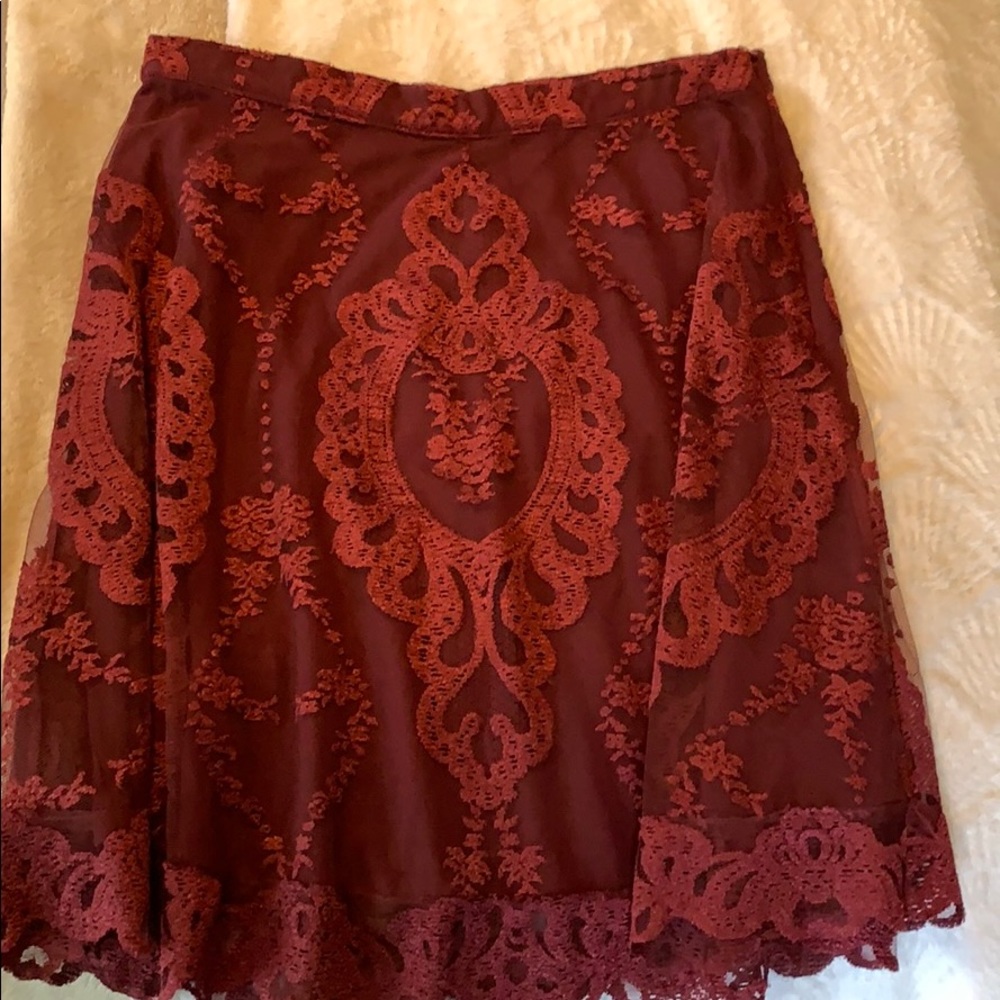 For Love and Lemons Burgundy Skirt